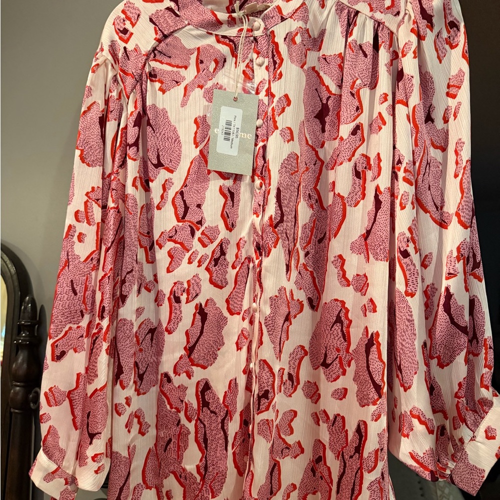 Eesome Pink and Red Abstract Blouse